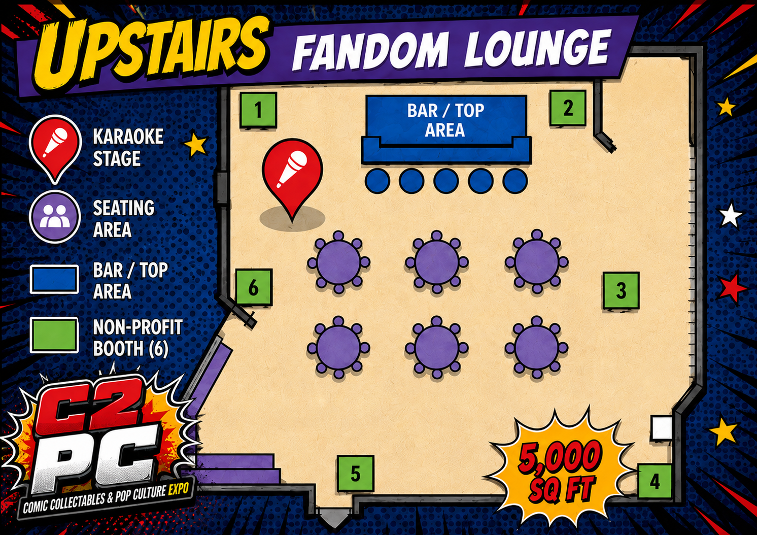 Fandom Lounge Upstairs Map - Comic Collectables & Pop Culture Expo