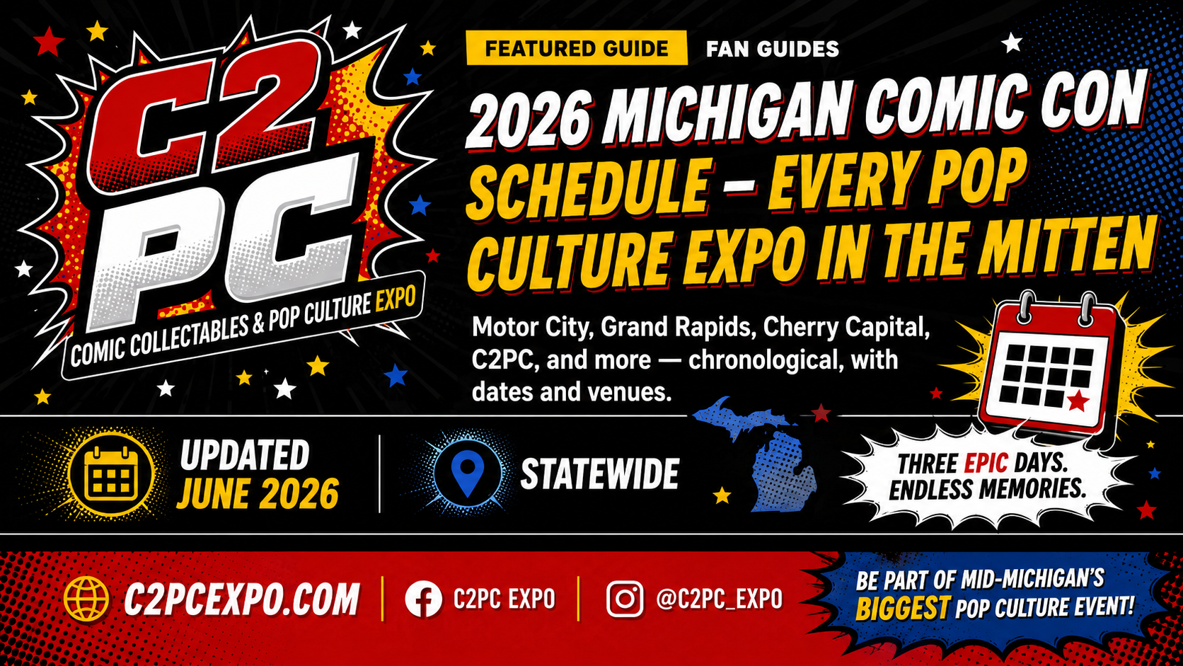 2026 Michigan Comic Con Schedule — C2PC Expo featured guide cover